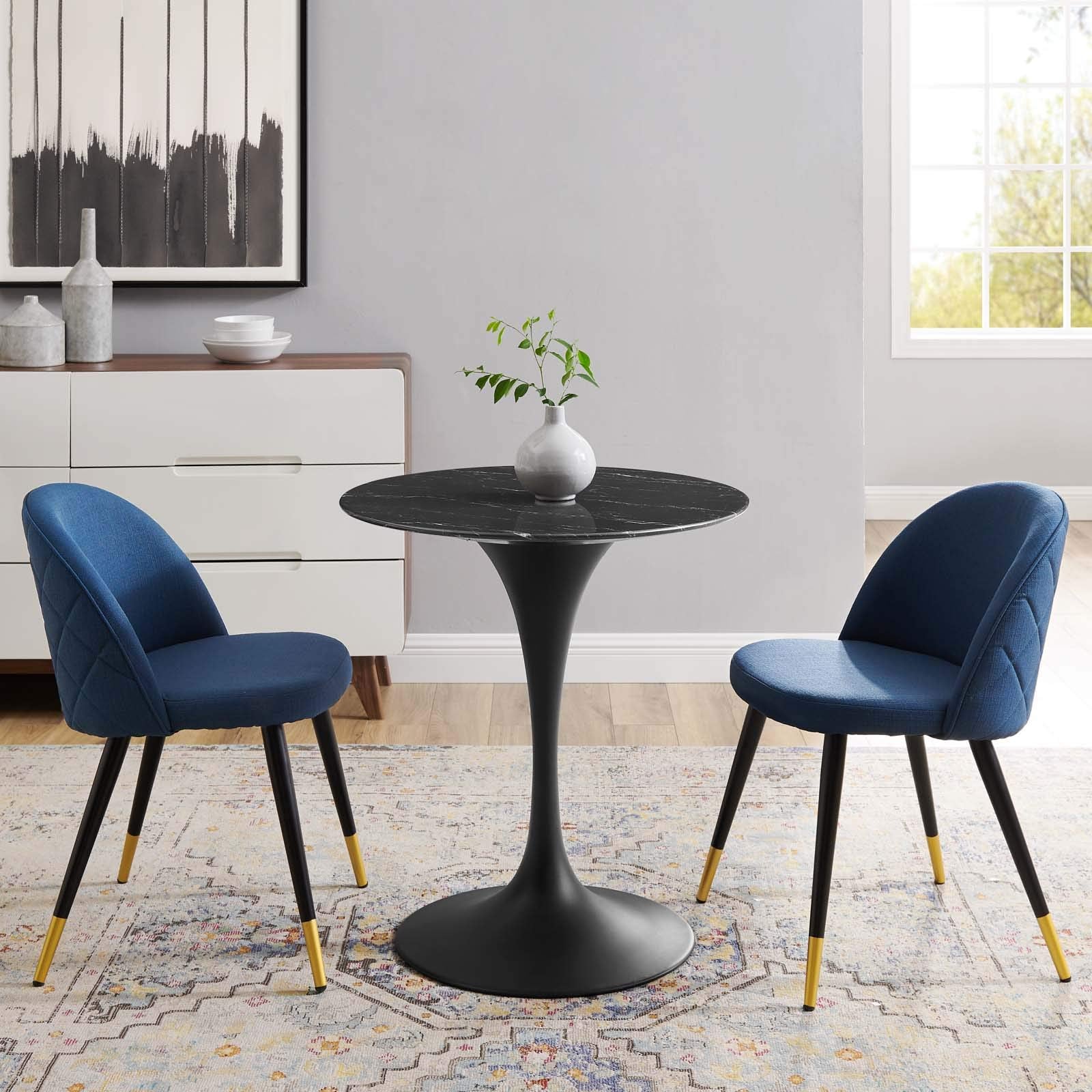 Modway Lippa Dining Table, 28", Black Black